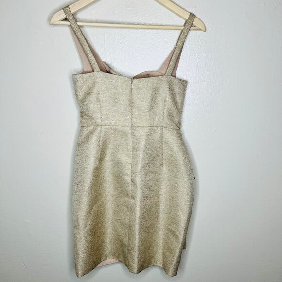 NEW Lane JT Lamae Dress SMALL Mini Gold Metallic Party Cocktail Bow Avant Garde - Picture 4 of 7